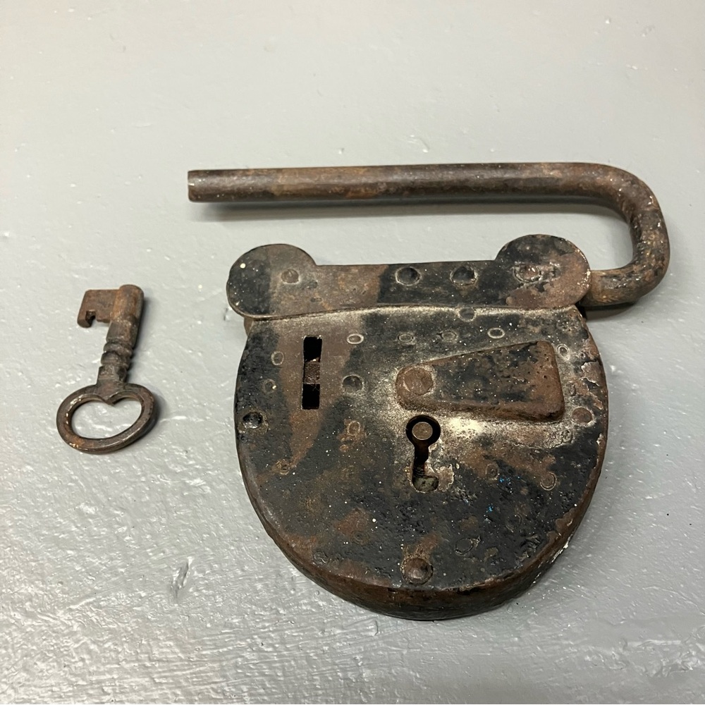 Vintage Brown Padlock with Key